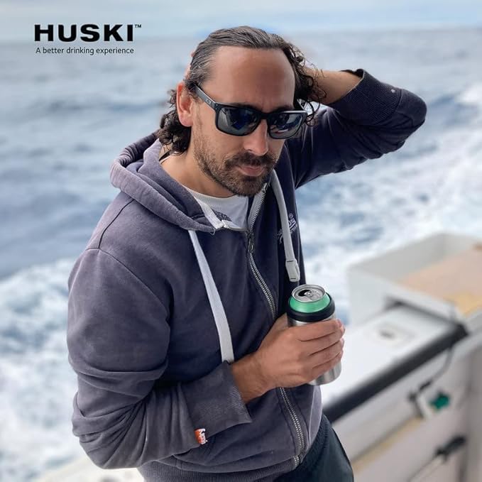 Huski Beer Cooler 2.0 | NEW | Premium Can and Bottle Holder | Triple Insulated Marine Grade Stainless Steel | Detachable 3-in-1 Opener | Works as a Tumbler | Best Gifts for Beer Lovers (Champagne)