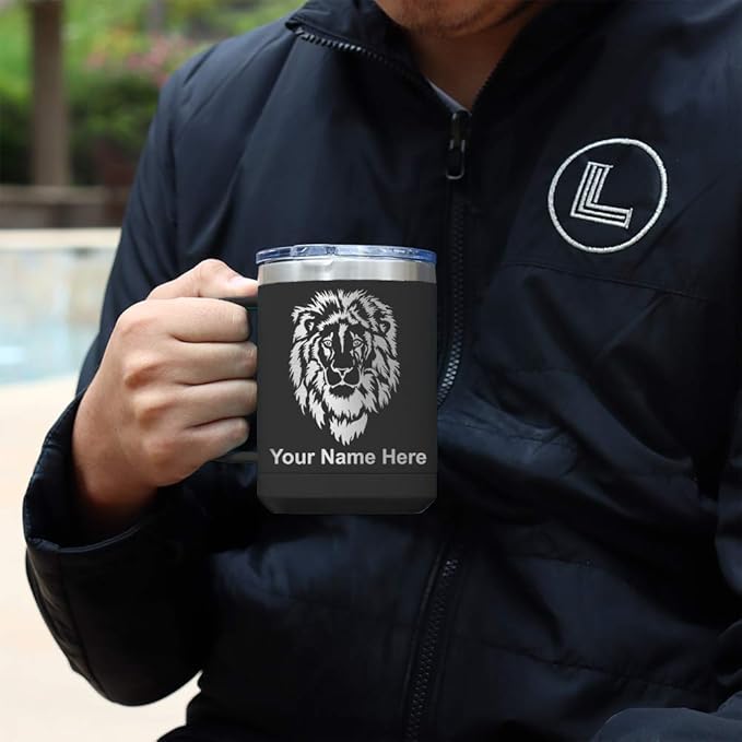 LaserGram 15oz Vacuum Insulated Coffee Mug, Sushi, Personalized Engraving Included (Black)