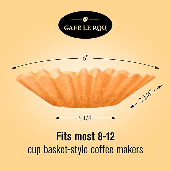 "NEW" - Café Le Rou Paper Coffee Filters, 400 Count, Biodegradable, Natural Fibers 8-12 Cups - Includes Coffee Machine Descaler-Cleaner Tablets Made in the USA