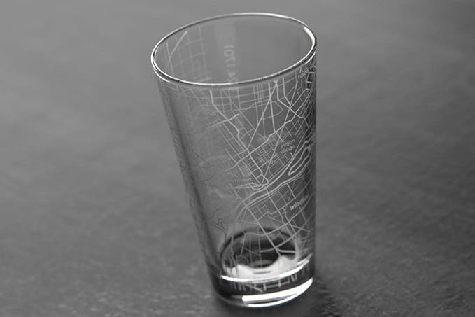 Well Told Engraved Detroit Michigan Map Pint Glass, Etched Beer Gift (16 oz, Clear) City Map Pint, Custom City Glassware, Gifts For Beer Lovers