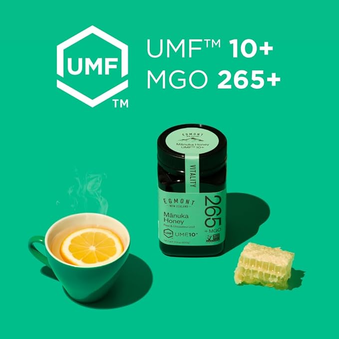 Egmont Honey MGO 265+ / UMF 10+ - NON-GMO, Kosher, Recycled plastic jar, Traceable 100% Pure & Raw Authentic New Zealand Honey (500g)