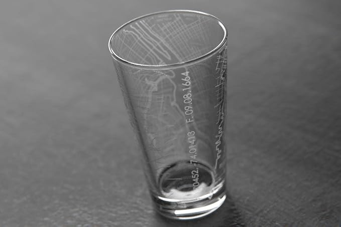 Well Told 16 oz Clear Glass New York City Map Pint Glass, Engraved Beer Glass, Gift