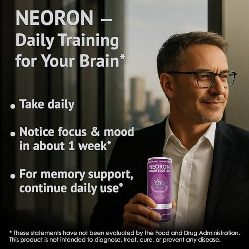NEORON - Brain Defender, Focus & Memory Support, Sugar‐Free Nootropic Drink, Vegan (Pack of 12, Passion Fruit & Lime)