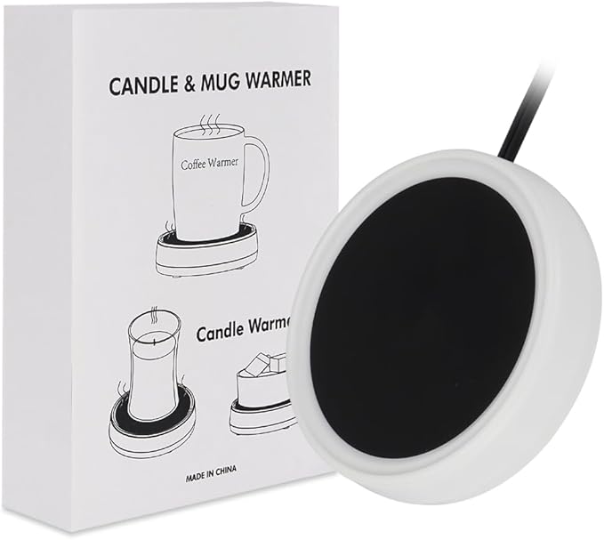 Wax Melt Warmer Burner Scented Candle Warmer Plate,3-1 Electric Coffee Mug Warmers,Fragrance and Heating Cup Warmers for Tea and Milk, Hot Chocolate as Gifts for Women（White-No Cup）