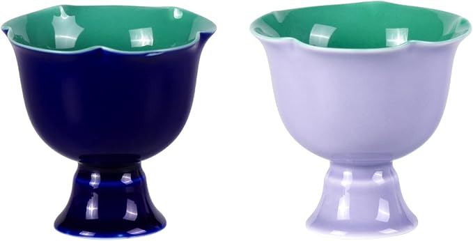 KAMMAK Tea Cup, 2.6oz Small Tea Cups for Home, Party, Office, Porcelain Tea Cup Set, Ceramic Teacups, Chinese Kungfu Tea Set for Hot/Cold Drink (Purple and Dark Blue)