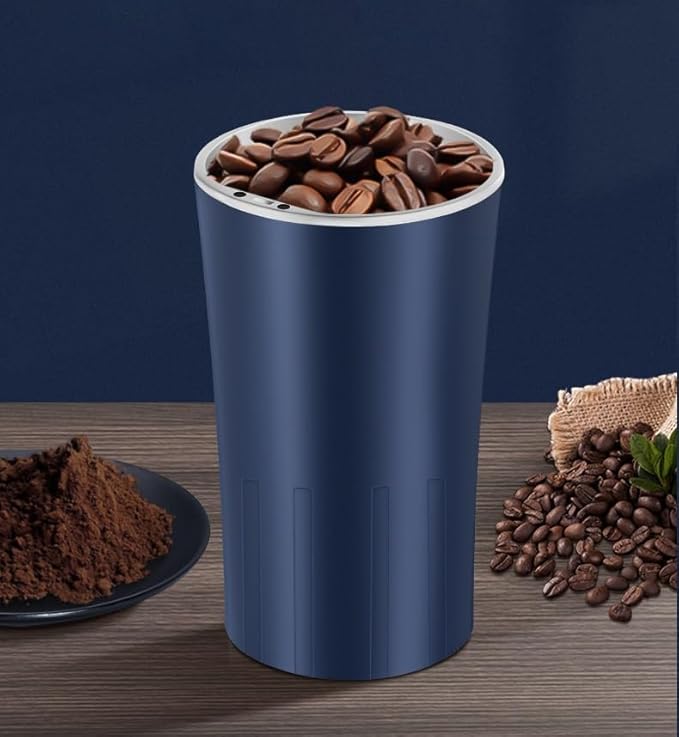 Electric Coffee Grinder, Portable Coffee Bean and Spice Grinder, 300W Powerful, Household Stainless Steel 8-Blade Blade, for Herbs, Spices, Coffee, Nuts, and Seeds (Black)