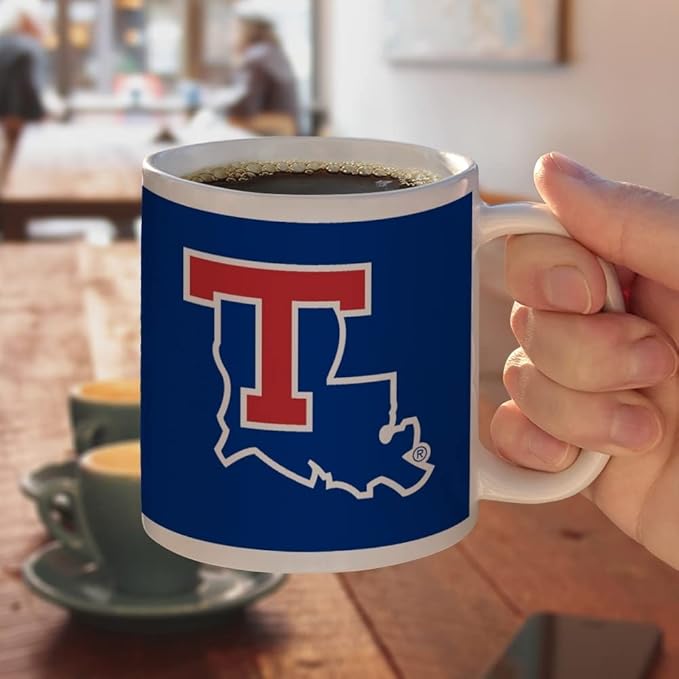 Louisiana Tech University Bulldogs Logo Ceramic Coffee Mug, Novelty Gift Mugs for Coffee, Tea and Hot Drinks, 11oz, White