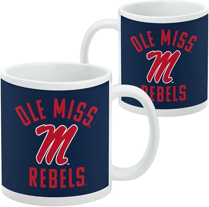 University of Mississippi Rebels Ceramic Coffee Mug, Novelty Gift Mugs for Coffee, Tea and Hot Drinks, 11oz, White