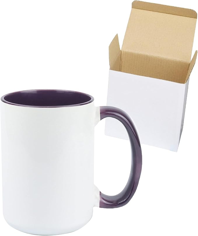 Ceramic 15oz Sublimation Coffee Mug, Purple, Case of 24