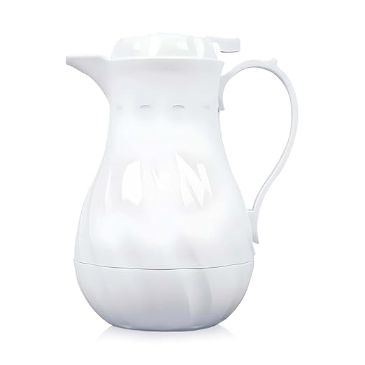 OCS Parts Easy Pour Thermal Coffee Carafe | 8-Inch Insulated Hot and Cold Beverage Pitcher Server for Coffee, Tea, Hot Chocolate and Water with Colored Tags for Easy Idenfication | 20-Ounce | White