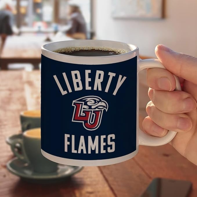 Liberty University Flames Logo Ceramic Coffee Mug, Novelty Gift Mugs for Coffee, Tea and Hot Drinks, 11oz, White
