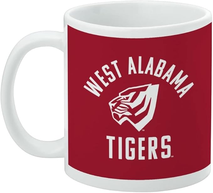 University of West Alabama Tigers Logo Ceramic Coffee Mug, Novelty Gift Mugs for Coffee, Tea and Hot Drinks, 11oz, White