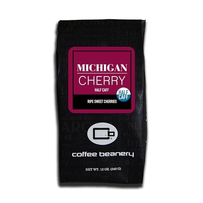 Half Caff Michigan Cherry Flavored Coffee | 12oz Whole Bean | 100% Specialty Arabica