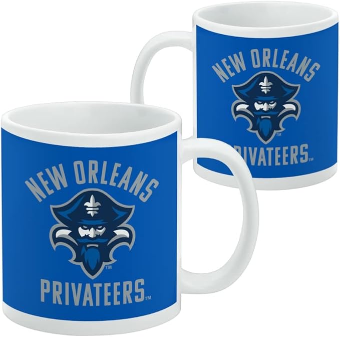 The University of New Orleans Privateers Logo Ceramic Coffee Mug, Novelty Gift Mugs for Coffee, Tea and Hot Drinks, 11oz, White