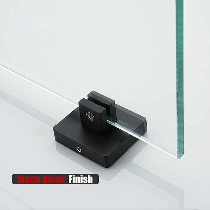 JQK Bathroom Glass Shelf Black, Tempered Glass Shower Storage 8 by 5 inches, 304 Stainless Steel Matte Black Wall Mount, TGS201L8-PB
