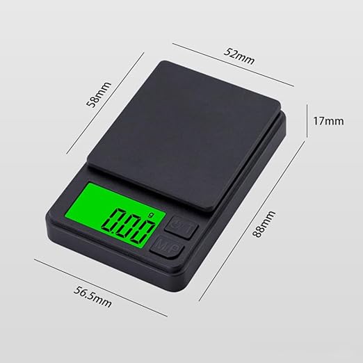 Digital Pocket Scales, Portable Precision Gram Scales, Mini Food Scale, Jewelry Scale, Kitchen Scale, with Backlit LCD, 7 Units and Tare Function, for Coffee, Tea, Gold, with Batter (1kg/0.01g)