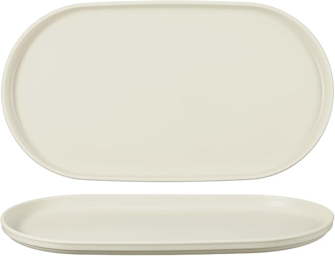 uxcell 2Pcs Fast Food Serving Trays, 12x6.6 Oval Reusable Restaurant Serving Trays for Kitchen Restaurant Coffee Fruit Burger Lunch Dessert, Cream White