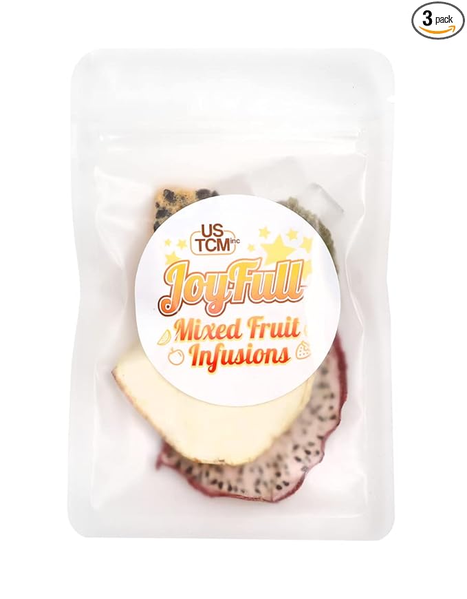 USTCM JoyFull Mixed Fruit Infusions Fruit Tea Single Pack All Natural Dried Fruits Mixed Flavors Make Perfect Tea! 15g (Passion Fruit, Dragon Fruit, Apple, Kiwi, Pack of 3)