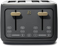Beautiful 4-Slice Toaster by Drew Barrymore – Touch Display, Extra-Wide Slots, Bagel & Frozen Functions, Stainless Steel (Oyster Gray)