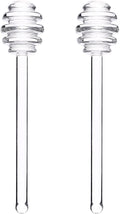 WAFJAMF 2 Pcs 6'' Glass Honey Dipper Stick, Honey Jam Syrup Mixing Stirrer Spoon for Honey Pot Jar
