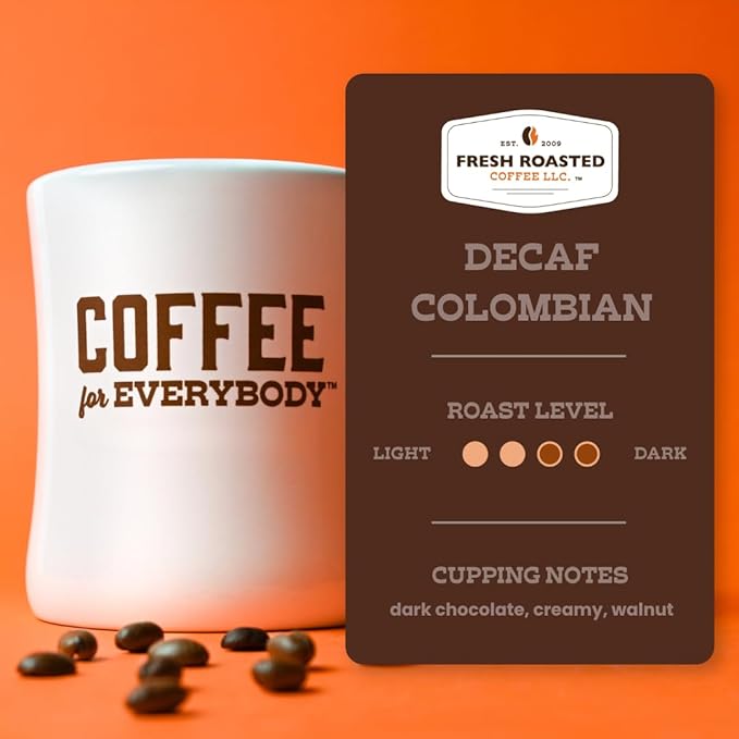 Fresh Roasted Coffee, 100% Colombian Decaf, 5 lb (80 oz), Medium Roast, Kosher, EA Natural Decaf, Whole Bean