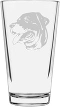 Rottweiler Dog Themed Etched All Purpose 16oz Pint Glass