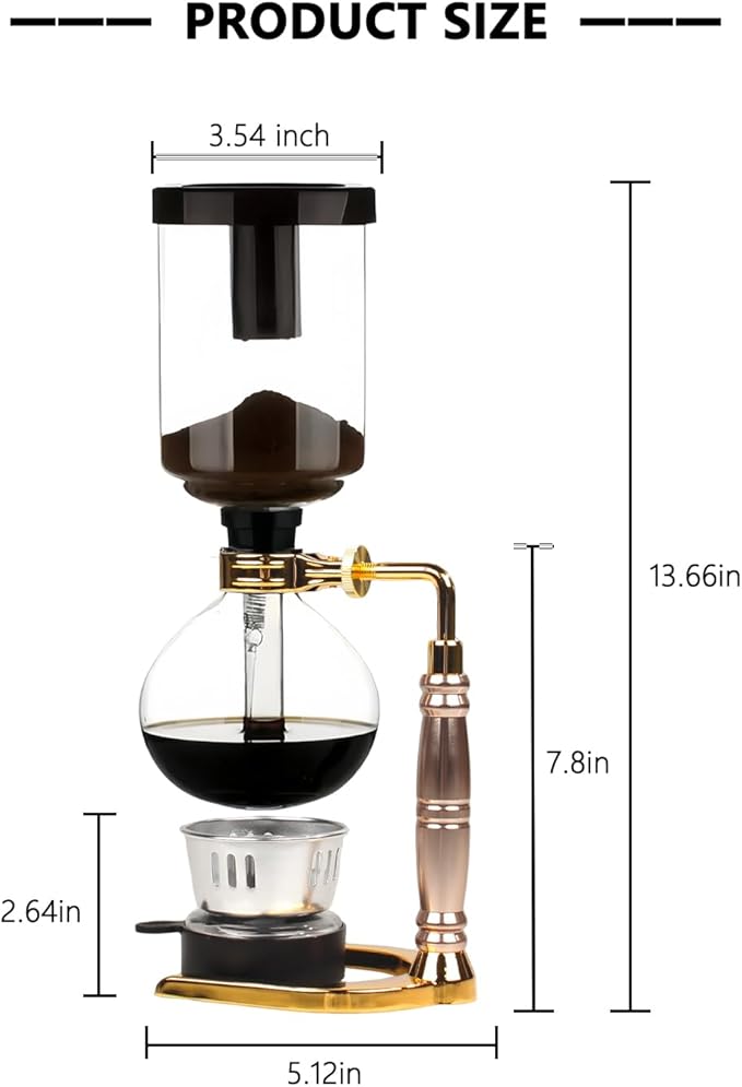 Siphon Coffee Maker, 3-Cup (360ml) Glass Vacuum Coffee Brewer with Alcohol Burner & Filters, Stovetop Safe, Manual Coffee Machine for Home Barista, Gift for Coffee Lovers