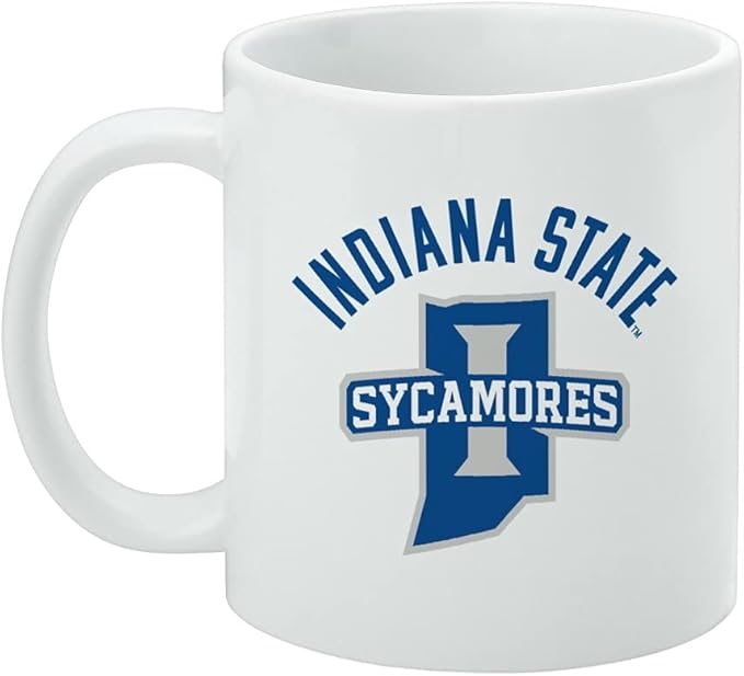 Indiana State University Sycamores Ceramic Coffee Mug, Novelty Gift Mugs for Coffee, Tea and Hot Drinks, 11oz, White