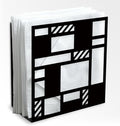 Modern Checkered Decorative Black Metal Napkin Holder for Table, 5.3" x 4.9" x 1.9" Geometric Cutout Standing Napkin Holder for Home Kitchen Restaurant Picnic Party Coffee Bar Dining Room