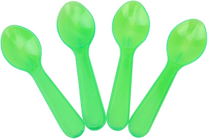 [3,000 Count] Transparent Mixed Mini Tasting Spoons - 3 Inch NEW 6 Color Disposable Plastic Spoons for Sampling Food, Ice Cream, or Spices - Frozen Dessert Supplies