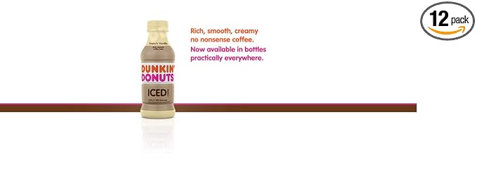Dunkin' French Vanilla Iced Coffee Bottles, 13.7 fl oz, 12 Pack
