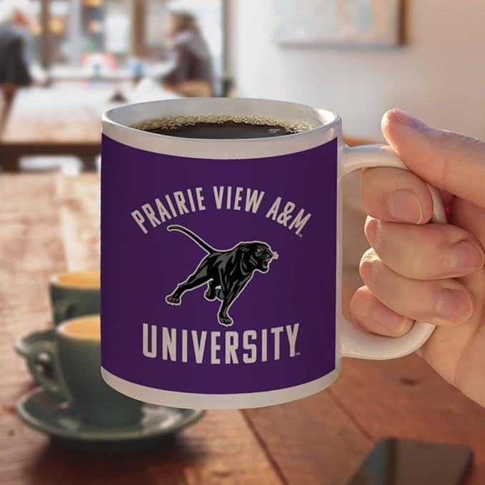 Prairie View A&M Panthers Logo Ceramic Coffee Mug, Novelty Gift Mugs for Coffee, Tea and Hot Drinks, 11oz, White