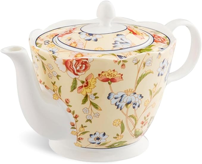 Aynsley Cottage Garden Windsor Fine Bone China Teapot - 37oz Classic Windsor Shape - English Cottage Style Gift Set