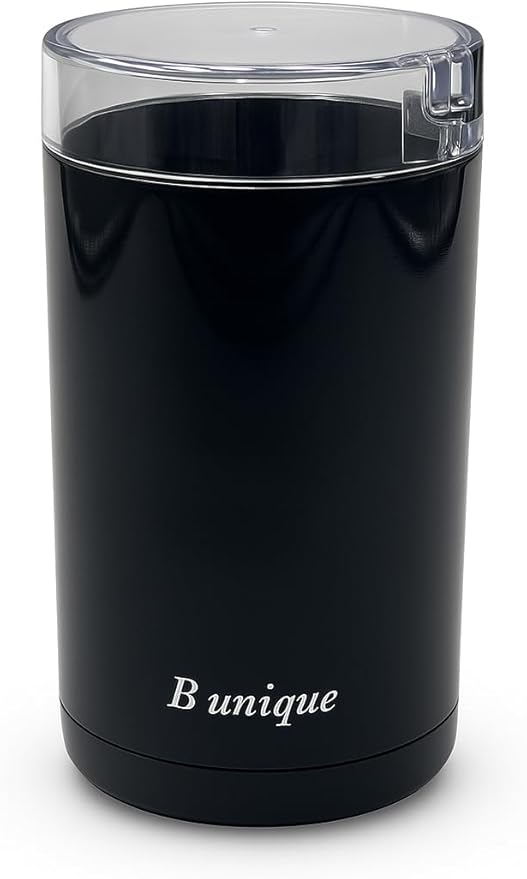 B Unique Electric Coffee & Spice Grinder, 300ml Stainless Steel | Powerful Grinder for Beans, Herbs, Nuts & Seeds | Fast, Safe, Easy to Clean | Compact Kitchen Design