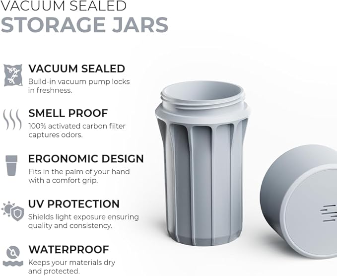 Staze Preserve Vacuum Sealed Storage Jars (148ml) | Patented Smell Proof Containers | Herb Storage & Food Storage Container with Protection - (OG Trio)