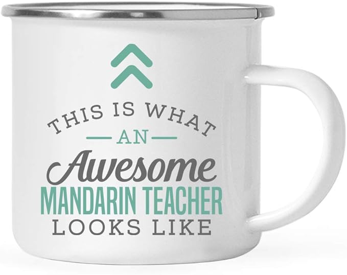 Andaz Press 11oz. Stainless Steel Campfire Coffee Mug Gift, This is What an Awesome Mandarin Teacher Looks Like, 1-Pack, Birthday Gift Ideas Coworker Him Her, Includes Gift Box