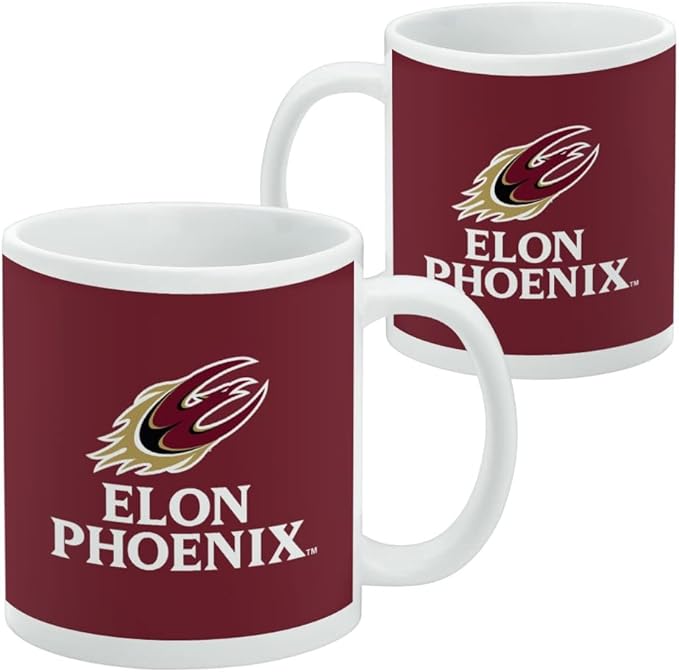 Elon University Phoenix Logo Ceramic Coffee Mug, Novelty Gift Mugs for Coffee, Tea and Hot Drinks, 11oz, White