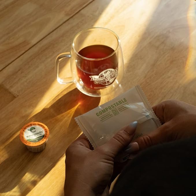 Fresh Roasted Coffee, Organic Black Knight envipods | BPI Compostable, USDA Organic, Kosher | Dark Roast | 36 CT Indiv Wrapped for K Cup Brewers | Not for use in Ninja or Hamilton Beach Brewers