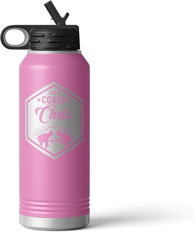 Wrestling Coach gifts, Tumbler, Coach tumbler, Wrestling gifts, Coach Beer glass, Coach gift, Coach gifts, Wrestling Coach (Wrestling Hexagon, Lilac, 32oz Water Bottle)