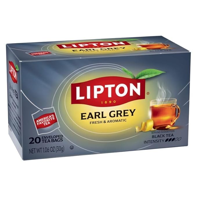 Lipton Earl Grey Black Tea Bags, Italian Citrus Bergamot Flavor, 20 Total Tea Bags (Pack of 2)