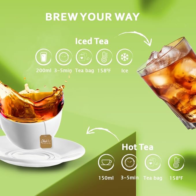 Olinda Lime & Mint Iced Tea Organic Herbal Sugar Free Minty Hot and Cold Brew Naturally Caffeinated Refreshing Peppermint Tea Individually Wrapped 25 Tea Bags Christmas Gift