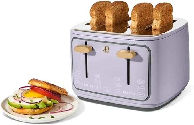 Beautiful 4 Slices Toaster - 7 Shade Settings, Touch Display, Extra-Wide Slots for Bagels, Gluten-Free & Frozen Presets, LED Countdown, Removable Crumb Tray, 1800-watt toasting (Lavender)