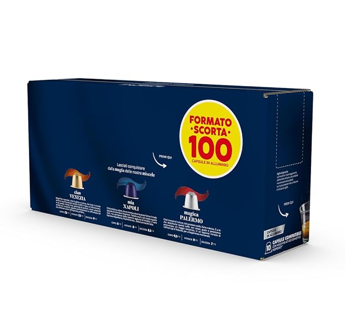 Caffè Borbone Mia Napoli Aluminum Capsules Compatible with Nespresso Original Machines, Medium Roast, 100 Count