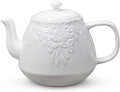 Toptier Leaf Teapot, Porcelain Tea Pot with Stainless Steel Infuser, Blooming & Loose Leaf Ceramic Teapot, 37 Ounce, White