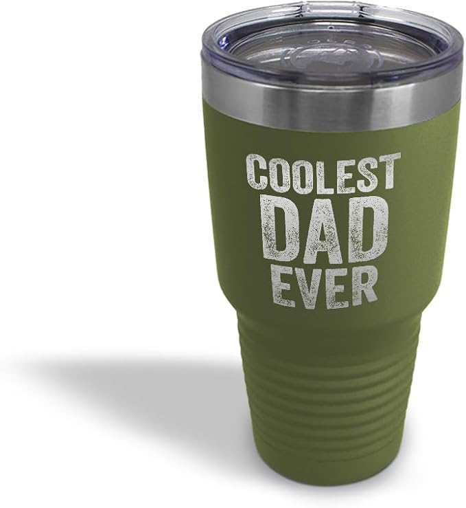 Tumblera Tumblers Travel Mugs Coolest Dad Ever C Family & Friends Dad Insulated Drinkware Personalized Tumbler Cups Coffee Tumbler Engraved Stainless-Steel 30 Oz Forest Green Design Only