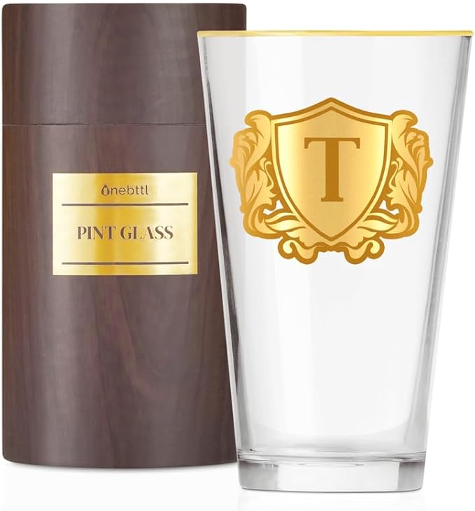 Onebttl Personalized Pint Glass for Men, Custom Alcohol Gifts for Beer Lovers, Unique Birthday, Christmas Gifts for Him, Dad, Husband, Boyfriend, T