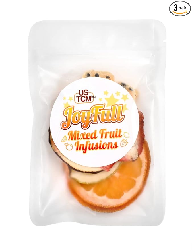 USTCM JoyFull Mixed Fruit Infusions Fruit Tea Single Pack All Natural Dried Fruits Mixed Flavors Make Perfect Tea! 15g (Passion Fruit, Tangerine, Snow Pear, Strawberry, Pack of 3)