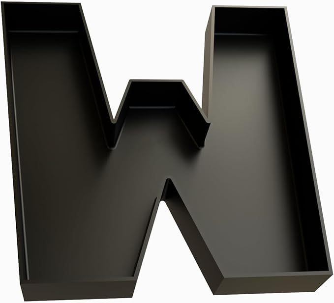 Hard Plastic Reusable Fillable Letters Numbers Serving Trays for Party Decoration (W, Black)