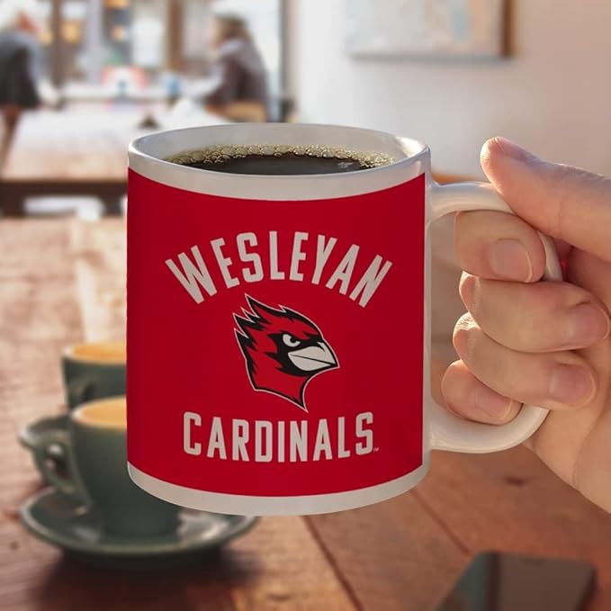 Wesleyan University Cardinals Logo Ceramic Coffee Mug, Novelty Gift Mugs for Coffee, Tea and Hot Drinks, 11oz, White
