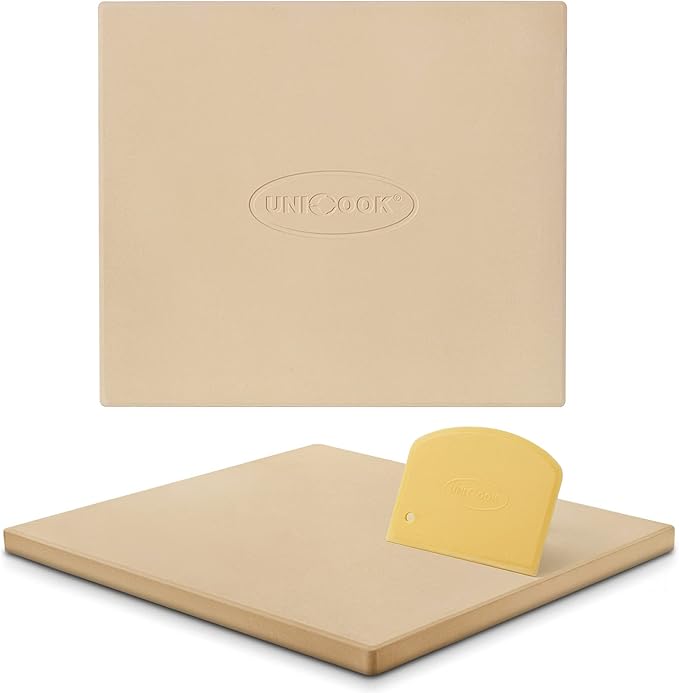 Unicook Large Pizza Stone for Oven and Grill, Heavy Duty Baking Stone for Bread, Thermal Shock Resistant Cordierite Pizza Pan, 16 x 14 Inch Rectangular